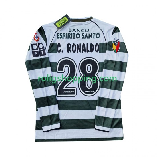 Fotbollströja Sporting Lissabon Cristiano Ronaldo 28 2001 2003 Retro Män Hemmaställ Lång ärm