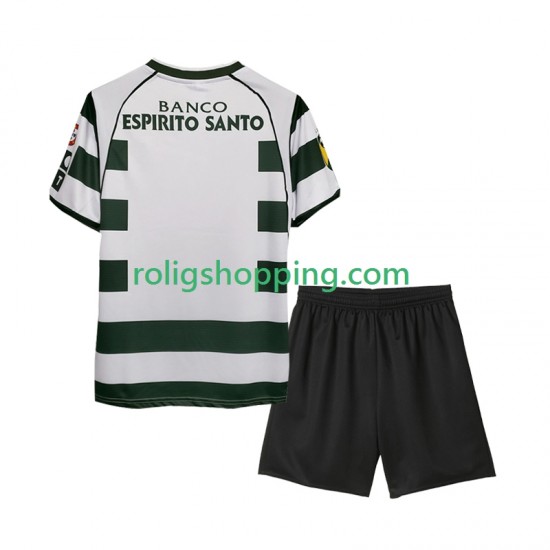 Fotbollströja Sporting Lissabon 2001 2003 Retro Barn Hemmaställ Kort ärm