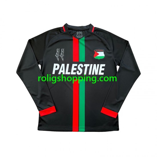 Fotbollströja Club Deportivo Palestino Center Stripre Män Hemmaställ 2024-2025 Lång ärm