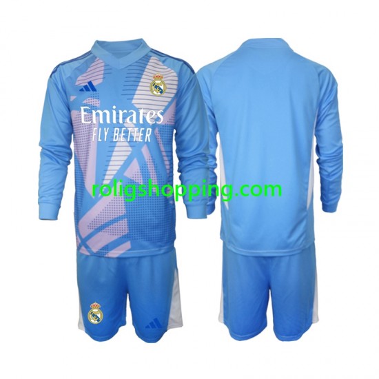 Fotbollströja Real Madrid Målvakt Barn Hemmaställ 2024-2025 Lång ärm