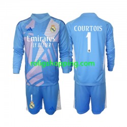 Fotbollströja Real Madrid Thibaut Courtois 1 Målvakt Barn Hemmaställ 2024-2025 Lång ärm