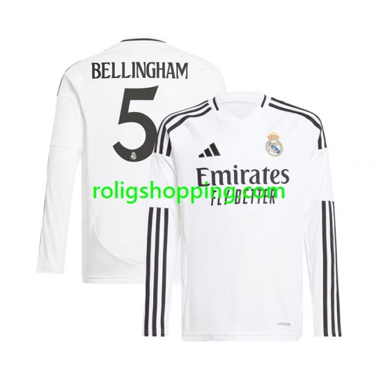 Fotbollströja Real Madrid Jude Bellingham 5 Män Hemmaställ 2024-2025 Lång ärm