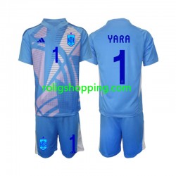 Fotbollströja Spanien David Raya 1 Målvakt Barn Hemmaställ Euro 2024 Kort ärm