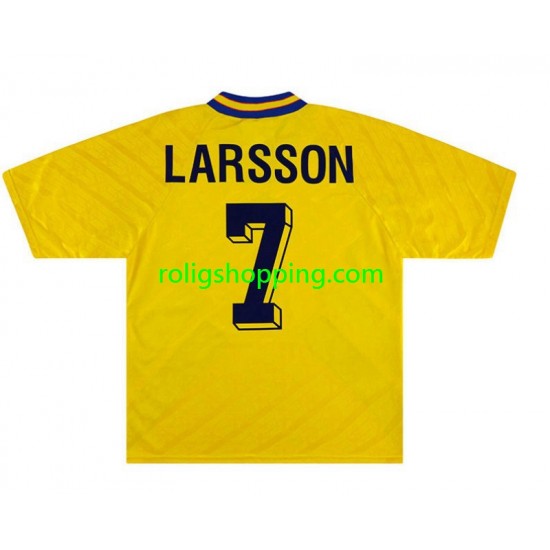 Fotbollströja Sverige Henrik Larsson 7 Retro Män Hemmaställ 1994 Kort ärm