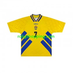 Fotbollströja Sverige Henrik Larsson 7 Retro Män Hemmaställ 1994 Kort ärm