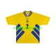 Fotbollströja Sverige Henrik Larsson 7 Retro Män Hemmaställ 1994 Kort ärm