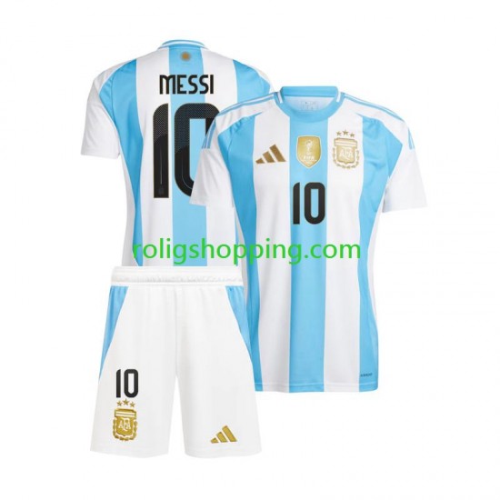 Fotbollströja Argentina Lionel Messi 10 Copa America 2024 Barn Hemmaställ  Kort ärm