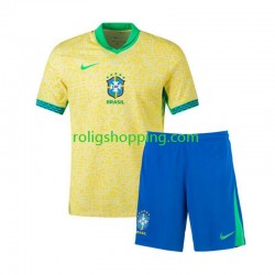 Fotbollströja Brasilien Copa America 2024 Barn Hemmaställ  Kort ärm