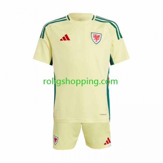 Fotbollströja Wales Barn Bortaställ 2024 Kort ärm