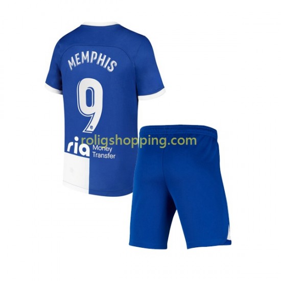 Fotbollströja Atlético Madrid Memphis 9 120 Anniversary Barn Hemmaställ 2022-2023 Kort ärm