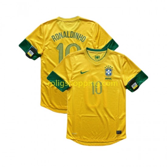Fotbollströja Brasilien RONALDINHO 10 2012 Retro Män Hemmaställ Kort ärm