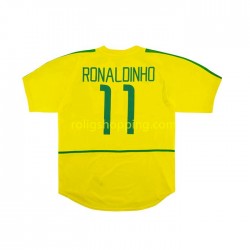 Fotbollströja Brasilien RONALDINHO 11 2002 Retro Män Hemmaställ Kort ärm
