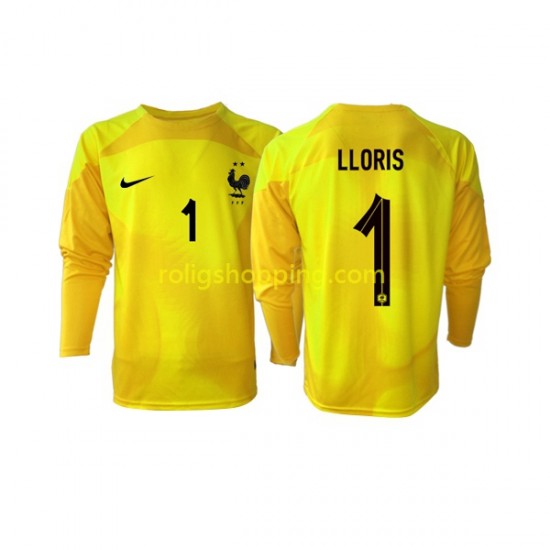 Fotbollströja Frankrike Hugo Lloris 1 Målvakt Män Tredjeställ World Cup 2022 Lång ärm