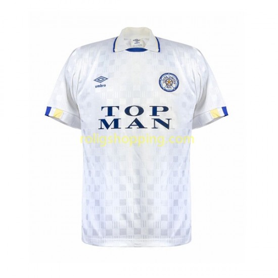 Fotbollströja Leeds United Retro Män Hemmaställ 1989-1990 Kort ärm