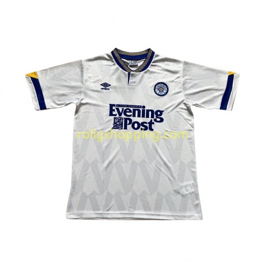 Fotbollströja Leeds United Retro Män Hemmaställ 1991-1992 Kort ärm