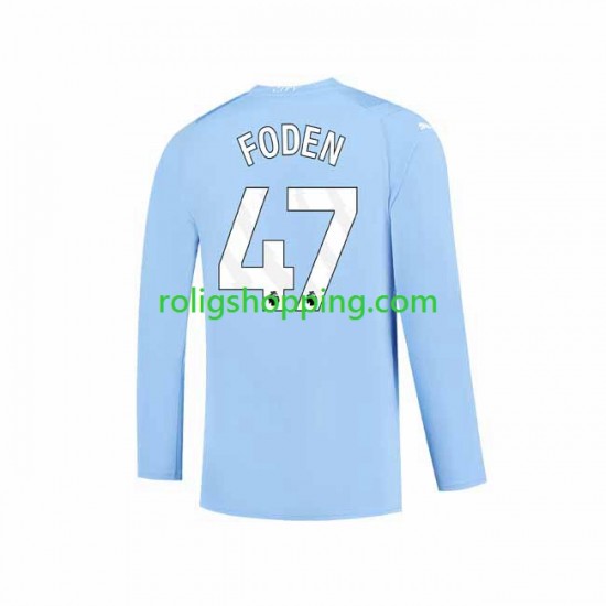 Fotbollströja Manchester City Phil Foden 47 Män Hemmaställ 2023-2024 Lång ärm