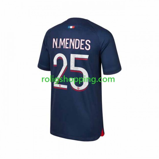 Fotbollströja Paris Saint-Germain N.Mendes 25 Män Hemmaställ 2023-2024 Kort ärm