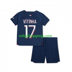 Fotbollströja Paris Saint-Germain Vitinha 17 Barn Hemmaställ 2023-2024 Kort ärm