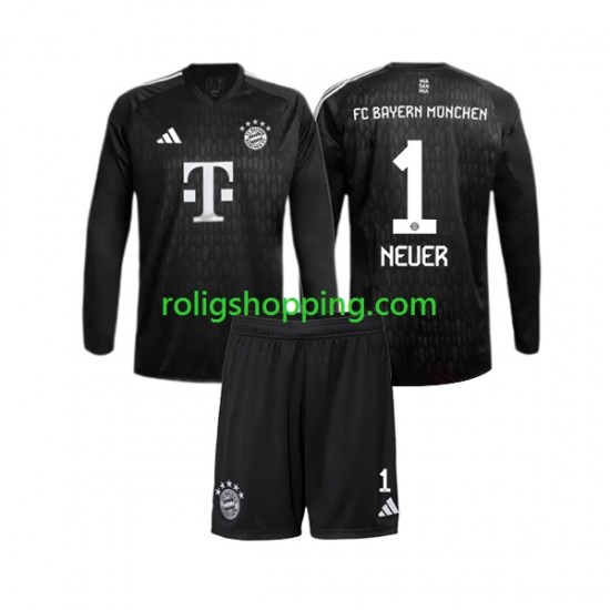 Fotbollströja FC Bayern München Manuel Neuer 1 Målvakt Barn Hemmaställ 2023-2024 Lång ärm