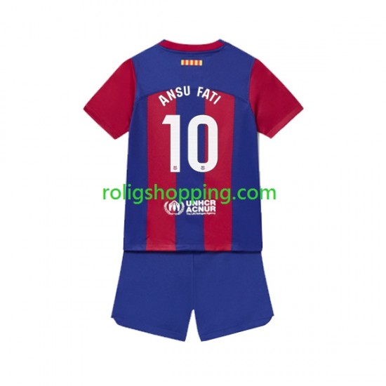 Fotbollströja FC Barcelona Ansu Fati 10 Barn Hemmaställ 2023-2024 Kort ärm