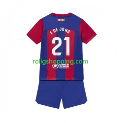 Fotbollströja FC Barcelona Frenkie de Jong 21 Barn Hemmaställ 2023-2024 Kort ärm