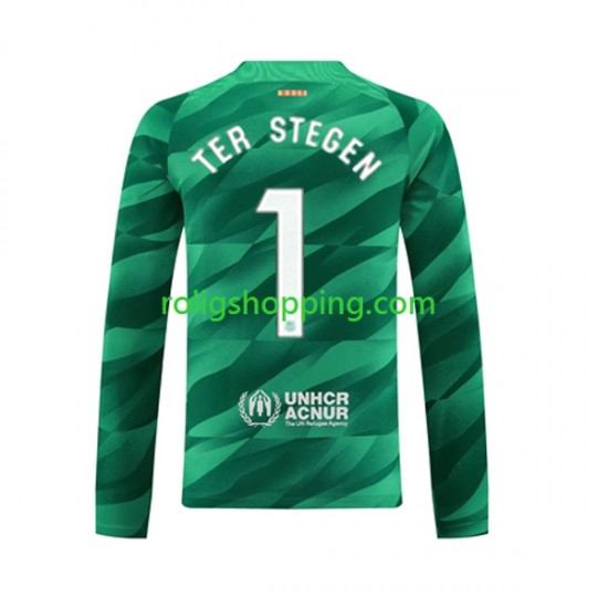 Fotbollströja FC Barcelona Ter Stegen 1 Målvakt Män Hemmaställ 2023-2024 Lång ärm