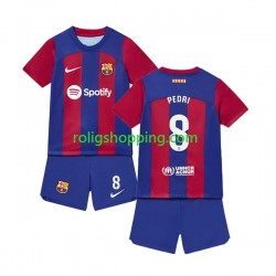 Fotbollströja FC Barcelona Pedri 8 Barn Hemmaställ 2023-2024 Kort ärm