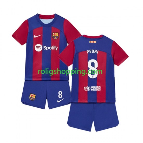 Fotbollströja FC Barcelona Pedri 8 Barn Hemmaställ 2023-2024 Kort ärm