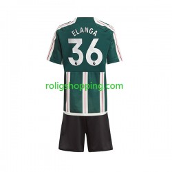Fotbollströja Manchester United Anthony Elanga 36 Barn Bortaställ 2023-2024 Kort ärm