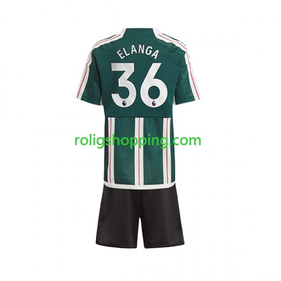 Fotbollströja Manchester United Anthony Elanga 36 Barn Bortaställ 2023-2024 Kort ärm