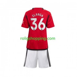 Fotbollströja Manchester United Anthony Elanga 36 Barn Hemmaställ 2023-2024 Kort ärm