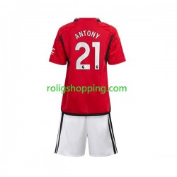 Fotbollströja Manchester United Antony Matheus 21 Barn Hemmaställ 2023-2024 Kort ärm