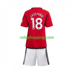 Fotbollströja Manchester United Carlos Casemiro 18 Barn Hemmaställ 2023-2024 Kort ärm