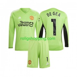 Fotbollströja Manchester United De Gea 1 Målvakt Barn Hemmaställ 2023-2024 Lång ärm
