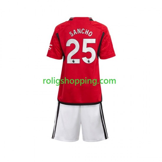 Fotbollströja Manchester United Sancho 25 Barn Hemmaställ 2023-2024 Kort ärm