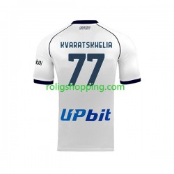 Fotbollströja SSC Napoli Khvicha Kvaratskhelia 77 Män Bortaställ 2023-2024 Kort ärm