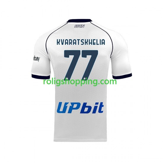 Fotbollströja SSC Napoli Khvicha Kvaratskhelia 77 Män Bortaställ 2023-2024 Kort ärm