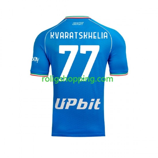 Fotbollströja SSC Napoli Khvicha Kvaratskhelia 77 Män Hemmaställ 2023-2024 Kort ärm
