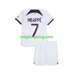 Fotbollströja Paris Saint-Germain Mbappé Kylian 7 Barn Bortaställ 2023-2024 Kort ärm