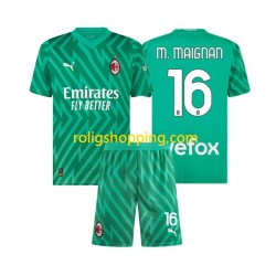 Fotbollströja AC Milan Mike Maignan 16 Målvakt Barn Hemmaställ 2023-2024 Kort ärm