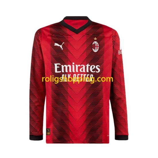 Fotbollströja AC Milan Män Hemmaställ 2023-2024 Lång ärm