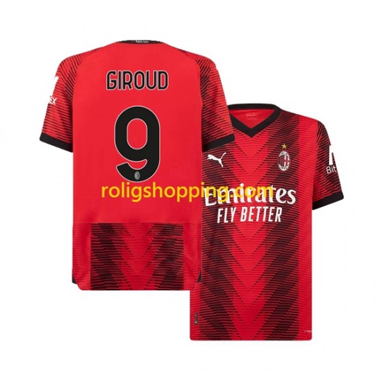 Fotbollströja AC Milan Olivier Giroud 9 Män Hemmaställ 2023-2024 Kort ärm