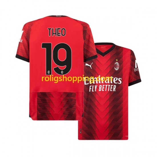 Fotbollströja AC Milan Theo Hernandez 19 Män Hemmaställ 2023-2024 Kort ärm