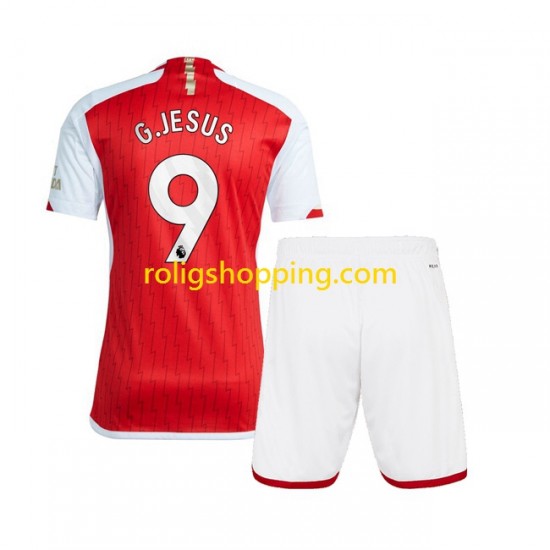 Fotbollströja Arsenal Gabriel Jesus 9 Barn Hemmaställ 2023-2024 Kort ärm