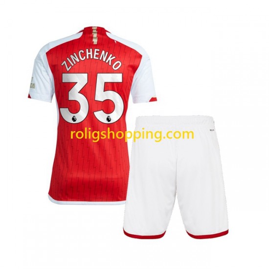 Fotbollströja Arsenal Oleksandr Zinchenko 35 Barn Hemmaställ 2023-2024 Kort ärm