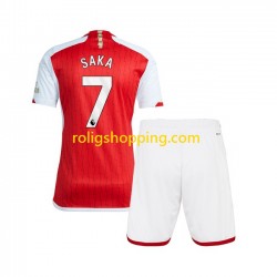 Fotbollströja Arsenal Saka 7 Barn Hemmaställ 2023-2024 Kort ärm