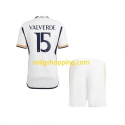 Fotbollströja Real Madrid Federico Valverde 15 Barn Hemmaställ 2023-2024 Kort ärm