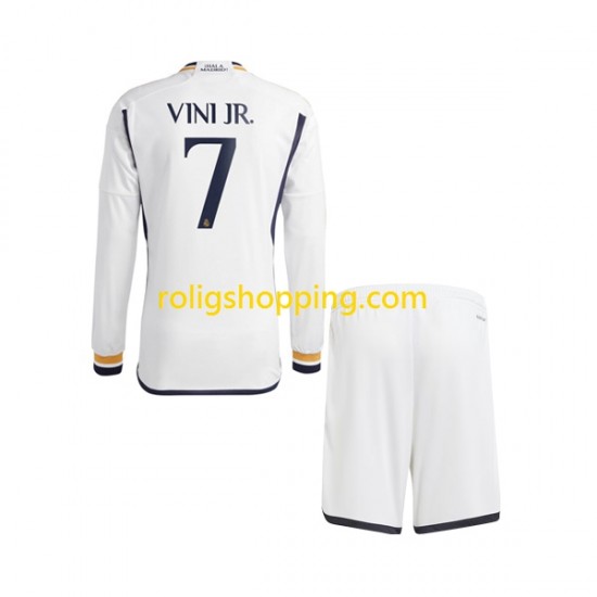 Fotbollströja Real Madrid Vinicius Junior 7 Barn Hemmaställ 2023-2024 Lång ärm
