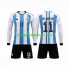 Fotbollströja Argentina 3 Stars Di Maria 11 Barn Hemmaställ World Cup 2022 Lång ärm