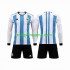 Fotbollströja Argentina 3 Stars Barn Hemmaställ World Cup 2022 Lång ärm